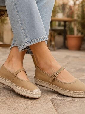 J. Crew Tan Mary Jane Espadrille Flats